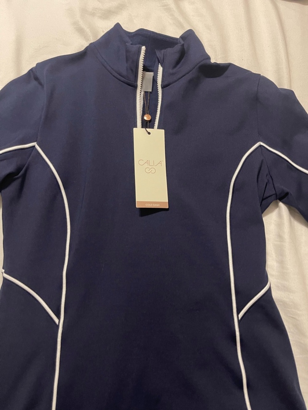 Calia Navy Half-Zip Athletic Top with White Piping🔵👚.